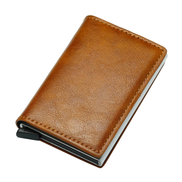 wallet with button to eject cards