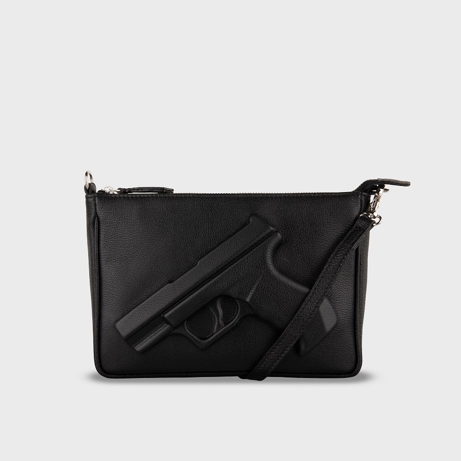 black leather purse
